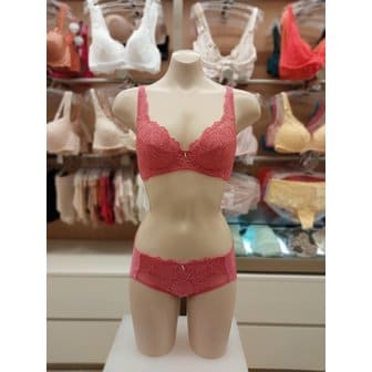 barbara 핑크 풀컵 부직포 브라 헴팬티 세트(BR4424 BP4424H PK)