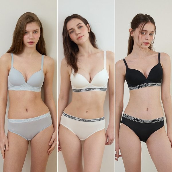 스포츠 아웃밴드 노와이어 브라팬티 6종세트 블루+화이트+블랙 WBW4M222425A_T
