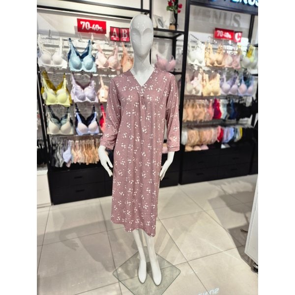 [시흥점] S 비너스 ) 코트나 잔꽃나염 동절기 홈웨어 원피스 VEV3885L-PK