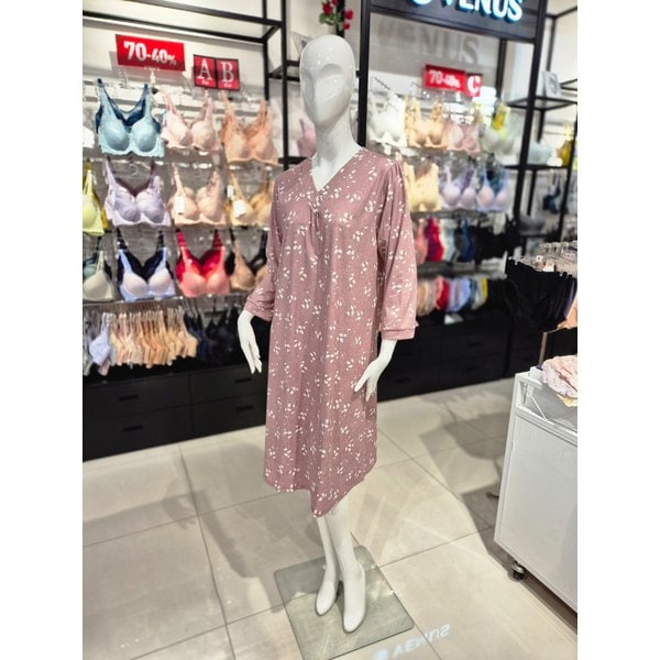 [시흥점] S 비너스 ) 코트나 잔꽃나염 동절기 홈웨어 원피스 VEV3885L-PK
