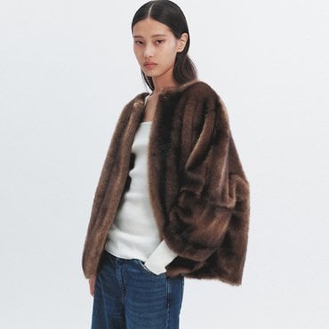 HAVELESS COLETTE FAUX FUR JACKET DARK BROWN