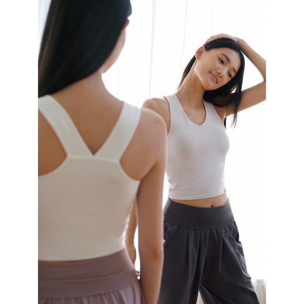 반다 라이트 브이넥 크로스 크롭탑