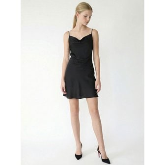 스테이위드미 새틴 드레이프 미니 드레스_BLACK