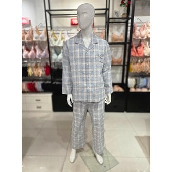 비너스 [시흥점] S 와코루 ) 선염면 요루체크 남자 파자마 세트 [WPA2472M-LB]