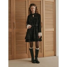 DD_Black velvet double lace sleeve dress