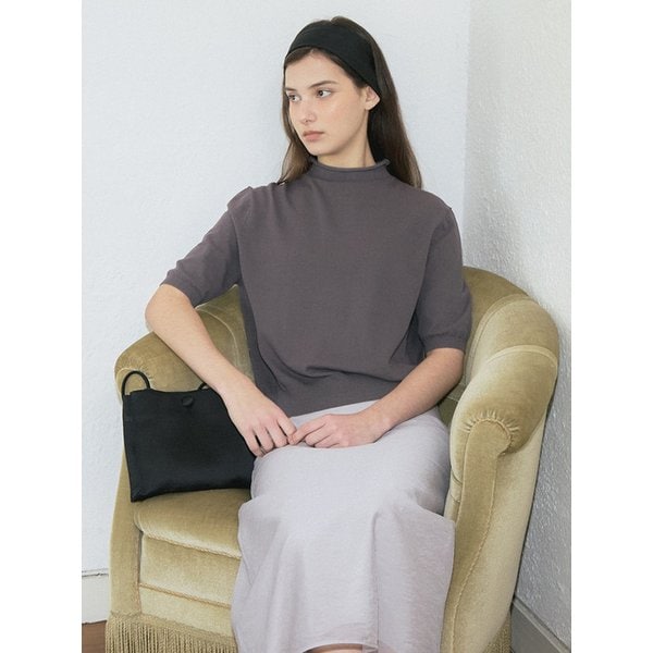 [단독]Claude Cotton Knit Top (Charcoal)