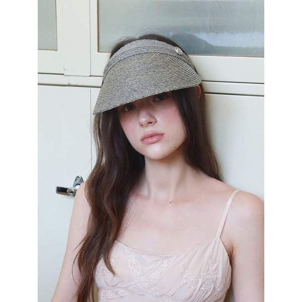 LEA Raffia Sun Visor Hat_grey