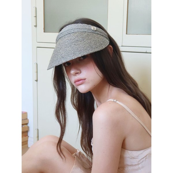 LEA Raffia Sun Visor Hat_grey
