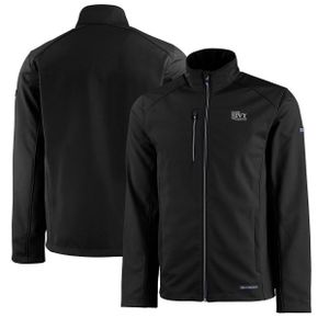 4641262 Cutter  Buck Mens Black Ivy League Evoke Eco Softshell Recycled Full-Zip Jacket