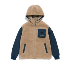 내셔널지오그래픽 키즈 N214KFT120 우븐배색  뽀글이 F-ZIP BEIGE