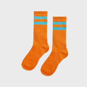 [2켤레 1SET]  TWO LINE MIDDLE SOCKS_ORANGE