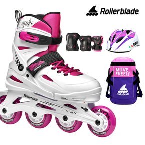 아동 인라인 스케이트 롤러블레이드 퓨리 콤보 화이트핑크+정품보호대+가방+헬멧 신발항균건조기