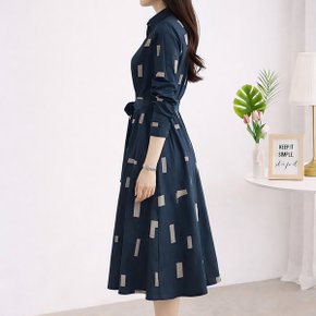 스퀘어 나염 셔츠 플레어 원피스_M2602OP611A
