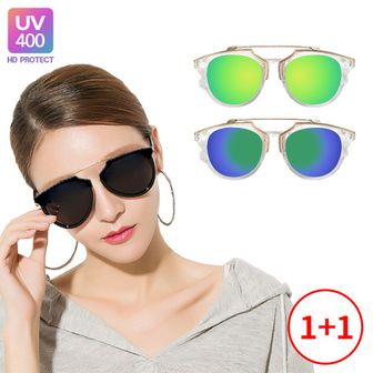  1+1 UV400 차단 안경 여성 여자 선글라스 CIRCLE V