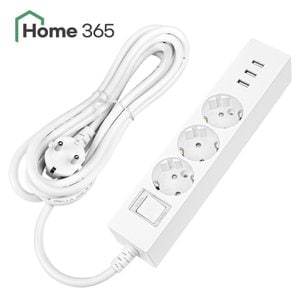 Home365 홈365 국산 USB 멀티탭 과부하차단 3구 3m / 3.0 고속충전 A타입 USB 충전