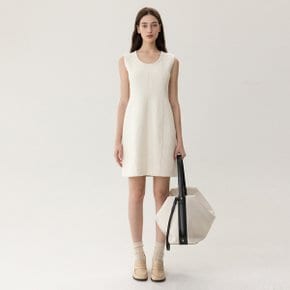 FW23 Sleeveless Deep Neck Dress Cream