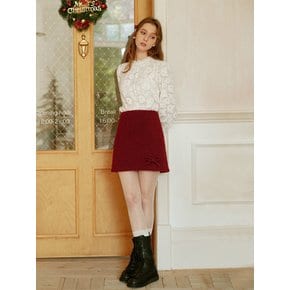 Cest_Holiday red ribbon wool skirt