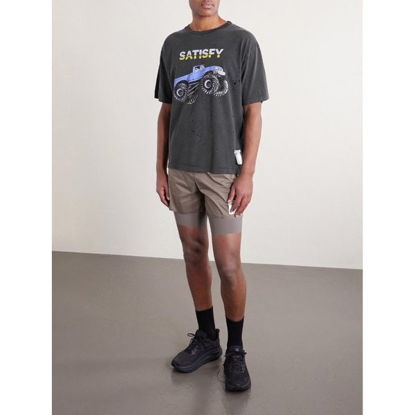 로고 프린트 디스트레스드 모스테크 코튼 저지 티셔츠 46376663163018353