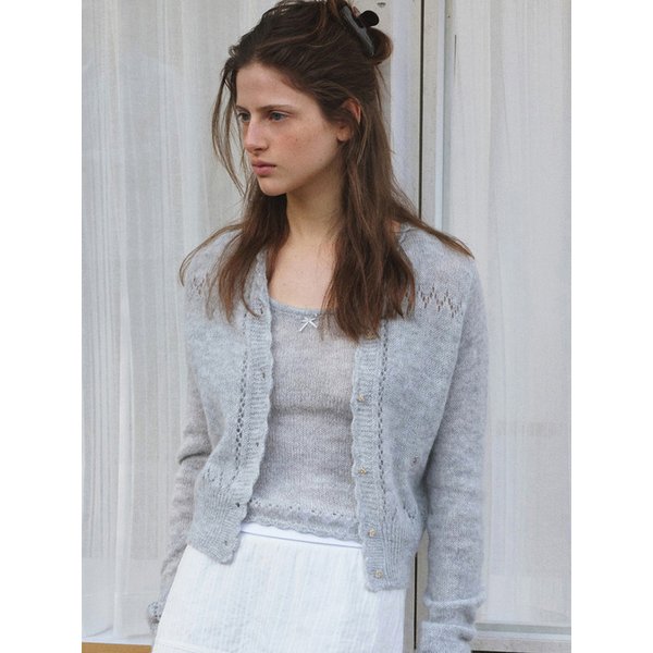 ROSEE LACE CARDIGAN SET [MELANGE WHITE]