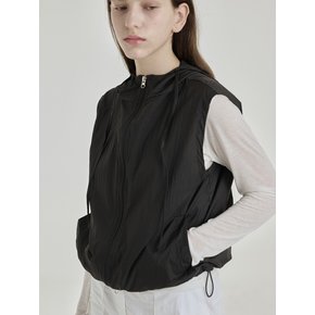 LIGHT NYLON HOOD VEST [BLACK]