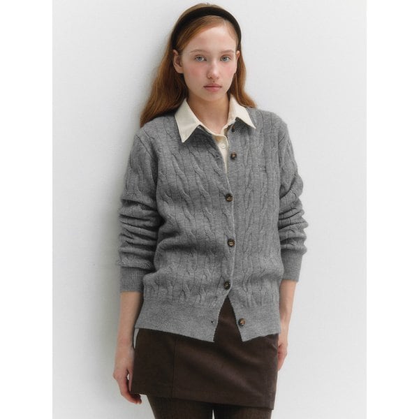 로고 자수 케이블 가디건(MAFCKC13NMG)