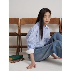 [26SS 시즌오프 30%]멀티 스트라이프 오버핏 셔츠 - 블루 (BF6264C02P)