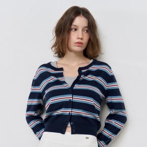 WOMAN 멀티 스트라이프 크루넥 가디건 [NAVY] / WBE1L04504