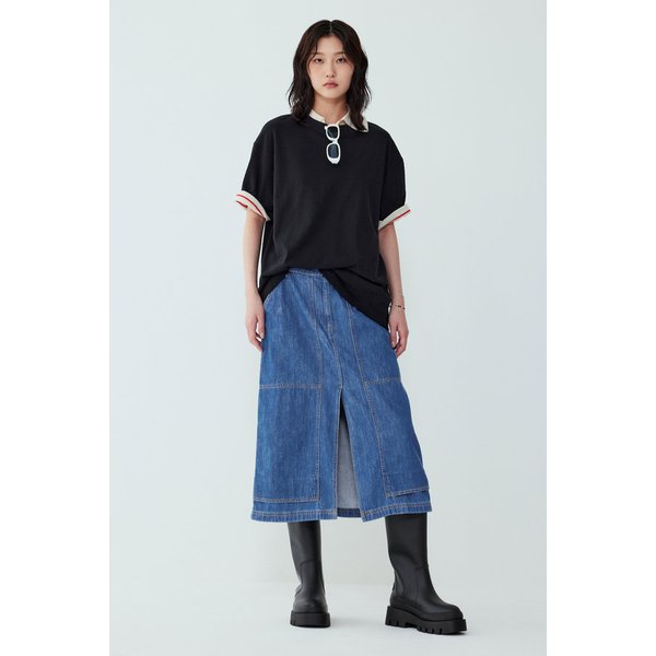 더블니 롱 데님 스커트 9105262101051