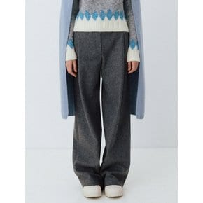 wool wide tucked pants (charcoal)