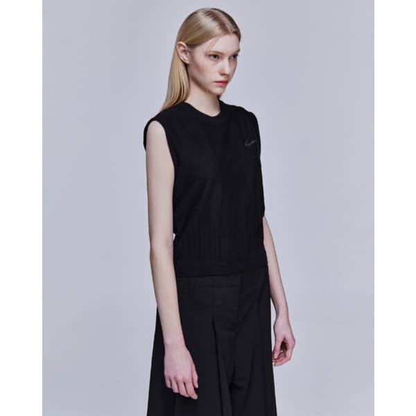 [파주점] [송지오우먼]송지오 컬렉션 언더다트 슬리브리스 니트 블랙 WH3KT704BK