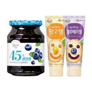  복음자리 45도 블루베리잼 +짜먹는 망고잼 +블루베리잼 (총3개)