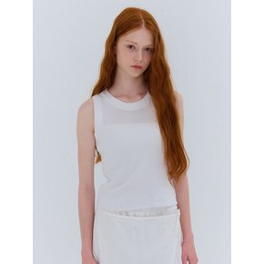 SUMMER ROUND SLEEVELESS KNIT WHITE