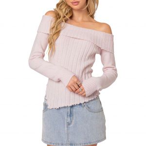 이스퀘어 4625747 EDIKTED Sonya Foldover Off the Shoulder Rib Sweater