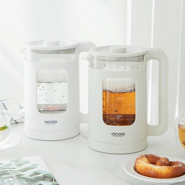 LED 유리주전자 전기포트 1.5L 화이트,베이지