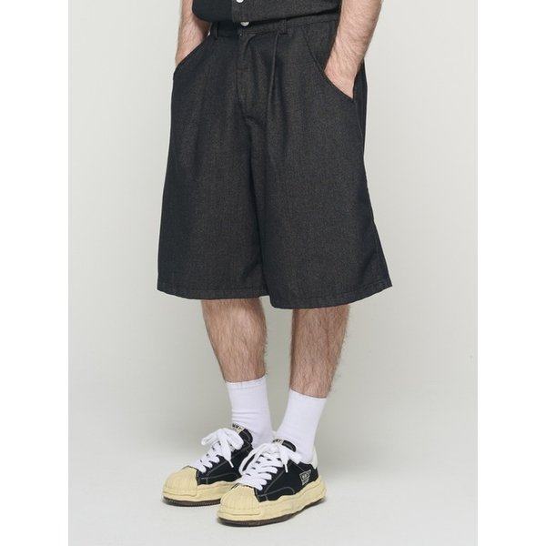 WASHED NON-FADE BERMUDA PANTS (BLACK)