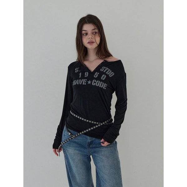 헨리넥 버튼 롱슬리브 (블랙)