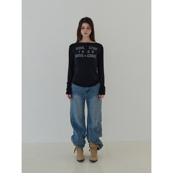 헨리넥 버튼 롱슬리브 (블랙)