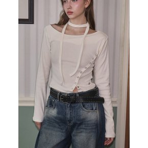 Eyelet Tie Long Sleeve [Cream]