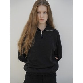 JENNA HALF ZIP UP COLLAR KNIT (BLACK)