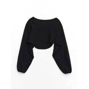 Puff Sleeves Cushion Bolero Black