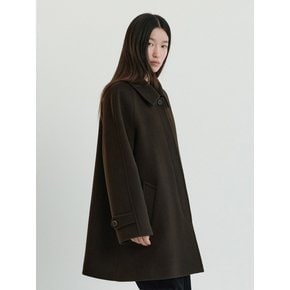 Half Balmacaan Coat-Dark Brown