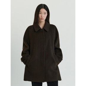 Half Balmacaan Coat-Dark Brown