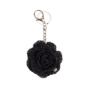 No.219 / Metallic Camellia Key Ring _ Black