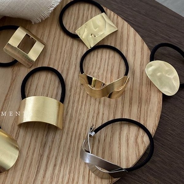 [더블디] 3type 골드 레트로 심플 여성 헤어끈