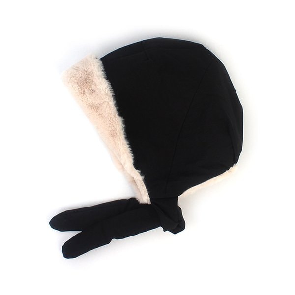 Poly Fur Black Bonnet Hat 보닛햇