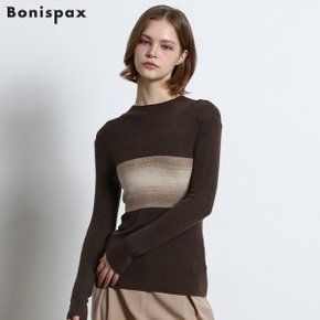 배색 하이넥 니트 (택가격 89000원)