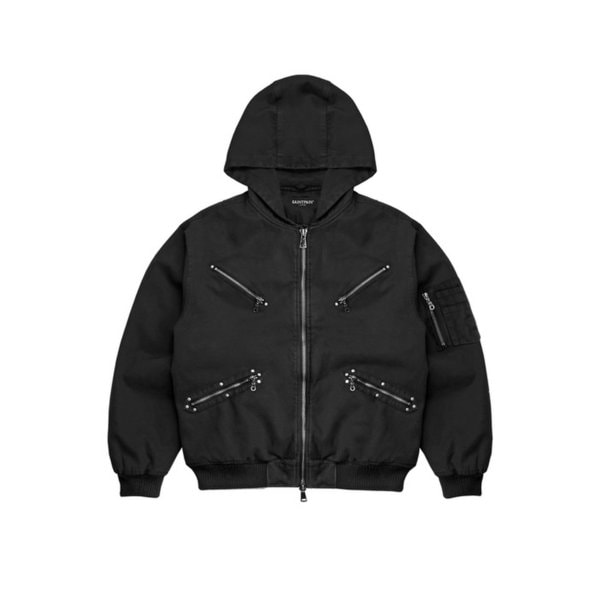 SP 웨스턴 후드 코튼 봄버 자켓 블랙