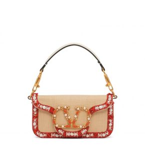 우먼 Valentino Garavani 스몰 Beaded 캔버스 백 가방 Yhy Corallo Avorio/Ivory 9282289