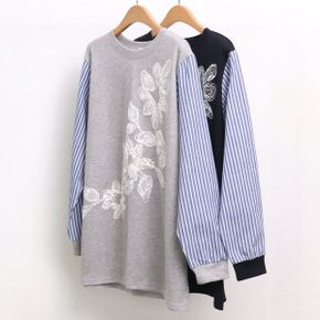 빅사이즈레이스티 4894L501 줄지배색꽃셔츠 MN_P382142879