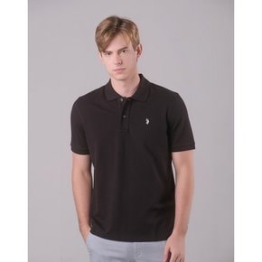 [U.S. POLO ASSN.]  블랙 레귤러핏 반팔 피케티셔츠 남성